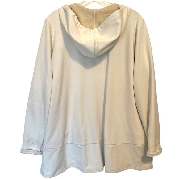 LOGO Lounge Full Zip Hoodie Womens Large Cream Jacket Pockets Topper Neutral - Picture 3 of 7